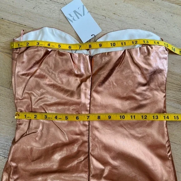 Zara bronze foil mini dress BLOGGERS FAVORITE!! NWT - Picture 12 of 14